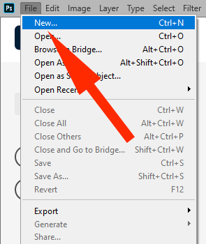 Choose new from file menu to create new document