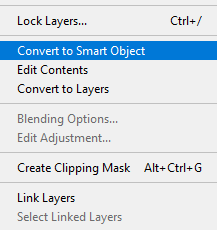 Menu>Convert Smart Object