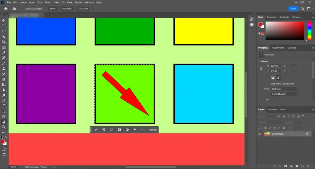 Choosing a selection in square shape