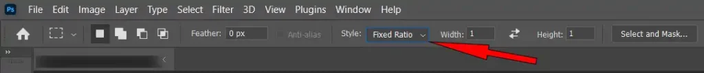 Rectangular Marquee tool Option Bar